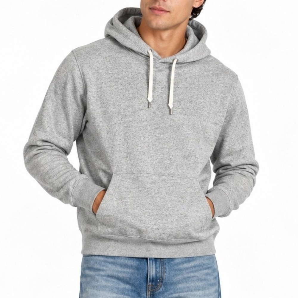 Old Navy Streetwear Mens Large Gray Heathered Fleece Pullover Hoodie Long Sleeve